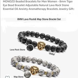 NWT Tigers Eye & Lava Rock Stone Essential Oil Diffusing Bracelets | Meditation
